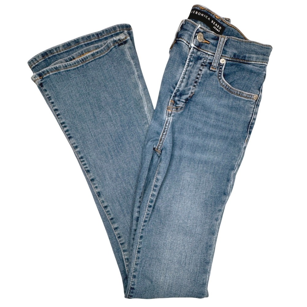 VERONICA BEARD Beverly Skinny Flare Jeans 24 Mojave Wash Designer Quiet Luxury